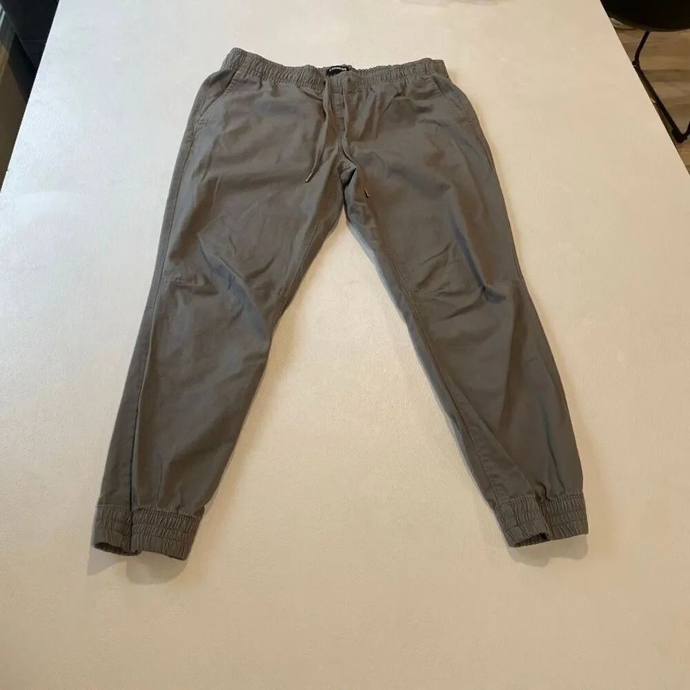 Express Gray Jogger Pants Size Large Elastic Waist Casual Lounge Athleisure